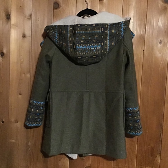 Cache Cache Coat Green Sherpa blue embroidered hooded s - Picture 6 of 11